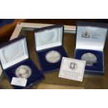 3 VARIOUS BOXED SILVER-PROOF COINS