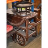 INDIAN STYLE HEAVY CARVED WOODEN TROLLEY & SIMILAR STAND