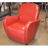 ART DECO STYLE RED LEATHER ARM CHAIR
