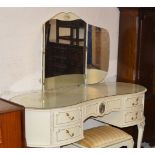 DRESSING TABLE WITH TRIPLE MIRROR & MATCHING STOOL