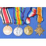 GROUP OF 4 WORLD WAR 1 MEDALS WITH CONSTABULARY MEDAL AWARDED TO 22995 GNR A JOHNSTONE RFA