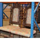 PAIR OF JACOBEAN STYLE HEAVY CARVED OAK CHAIRS