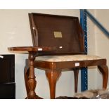 WOODEN SERVING TRAY, PADDED STOOL & OCCASIONAL TABLE