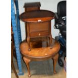 OAK PLANT STAND, FLIP TOP SEWING TABLE & OCCASIONAL TABLE