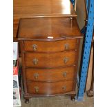 MAHOGANY 4 DRAWER CHEST & WOODEN TROLLEY
