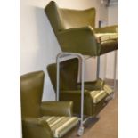 4 PIECE ART DECO STYLE GREEN LEATHER EFFECT LOUNGE SUITE