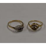 2 X 9 CARAT GOLD DRESS STONE RINGS - APPROXIMATE WEIGHT = 3.6 GRAMS