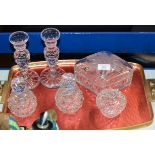 TRAY WITH ASSORTED CRYSTAL WARE
