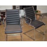 PAIR OF RETRO STYLE CHROME FINISHED PADDED CHAIRS
