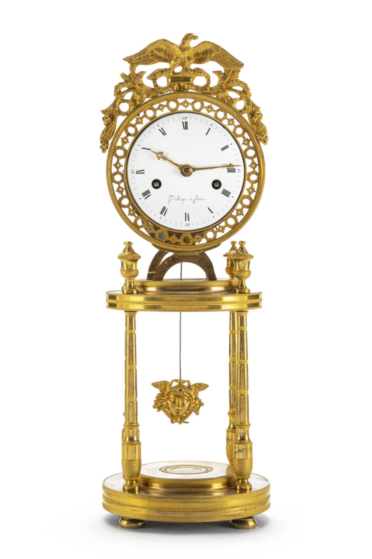 Orologio da appoggio francese in bronzo dorato al mercurio