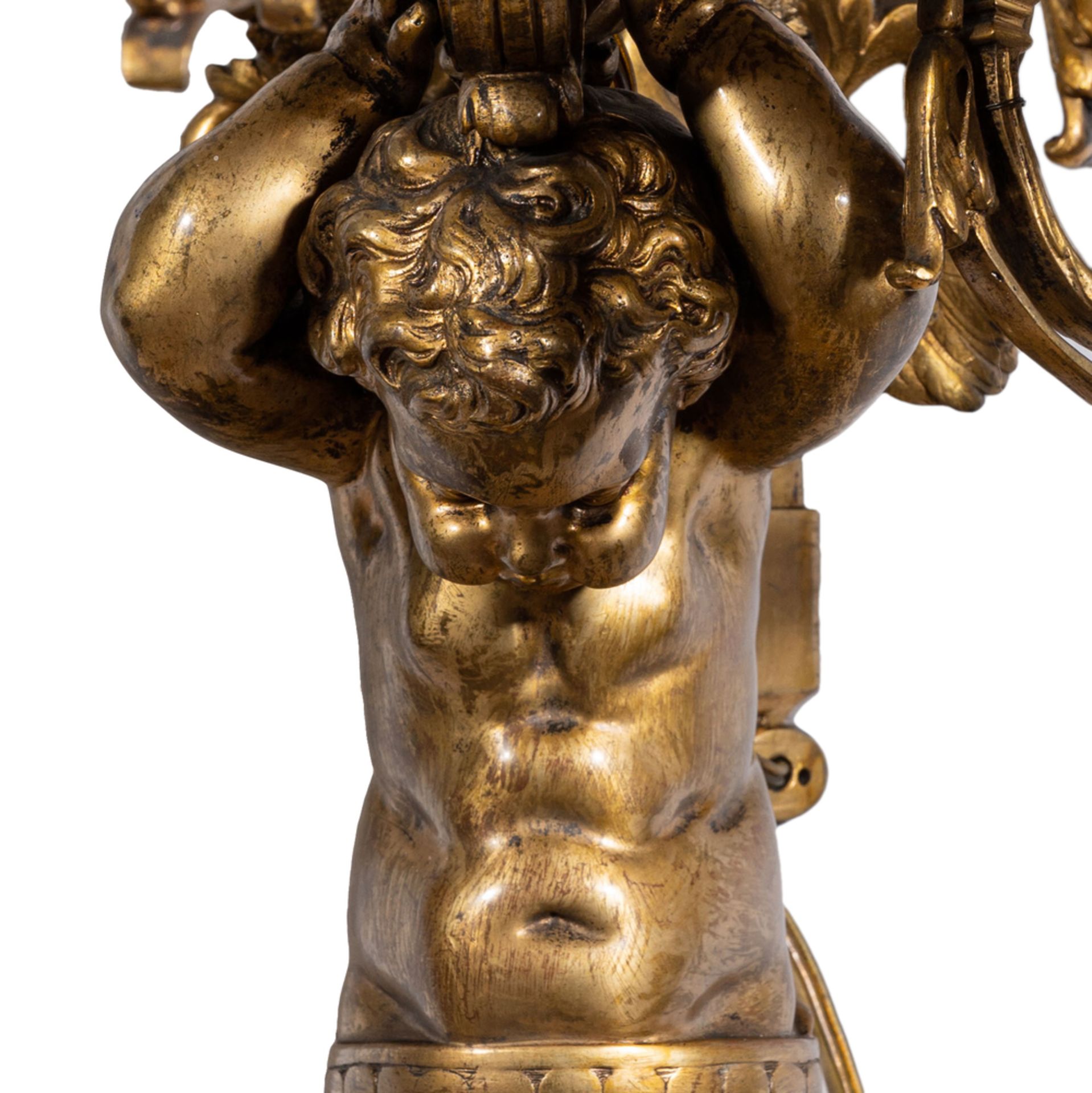 Coppia di apliques a cinque luci in bronzo dorato - Image 3 of 3