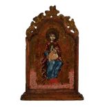 Icona greca raffigurante Madre di Dio in trono con il Bambino