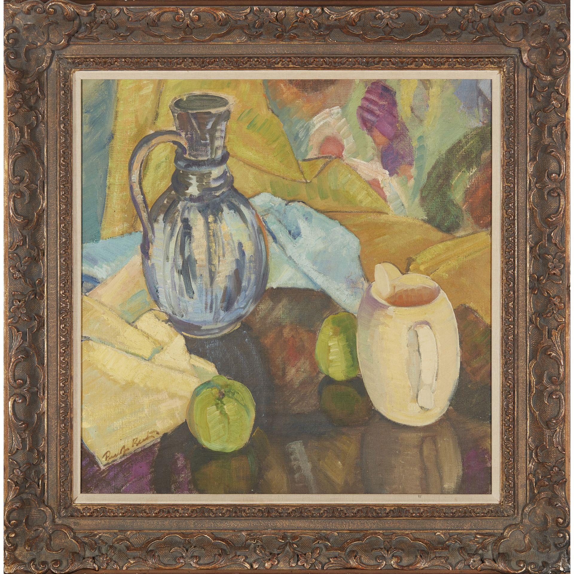 § PENELOPE BEATON R.S.A., R.S.W (SCOTTISH 1886-1963) STILL-LIFE WITH BLUE JUG - Image 2 of 3