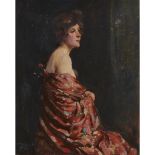 WILLIAM CROZIER A.R.S.A. (SCOTTISH 1897-1930) WOMAN IN A RED SHAWL - 1919