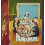 § JOHN BELLANY C.B.E., R.A. (SCOTTISH 1942-2013) SUPPER WITH DALMATION - 1973