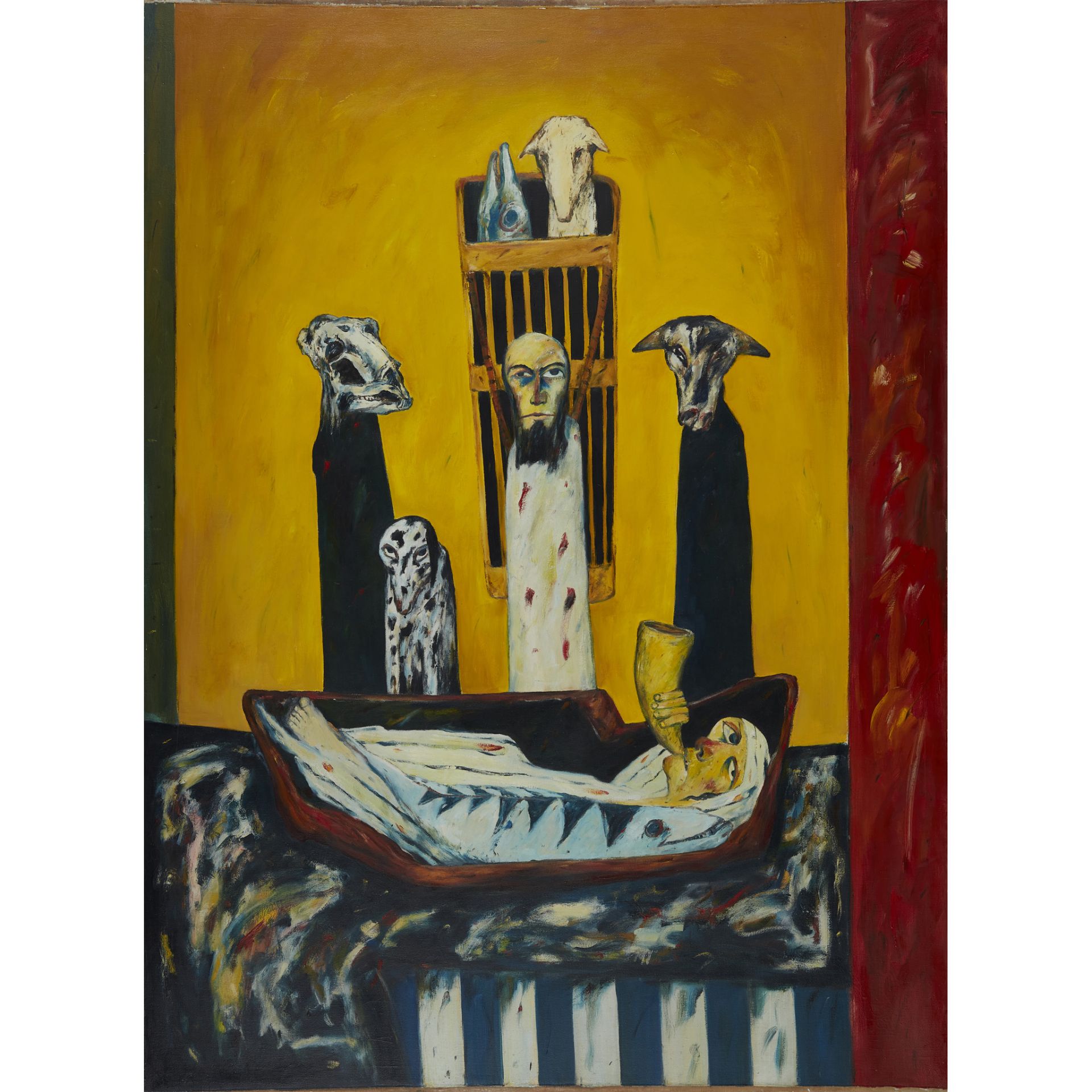 § ◆ JOHN BELLANY C.B.E., R.A. (SCOTTISH 1942-2013) ALLEGORY - A CELTIC PHANTASMAGORIA (TRIPTYCH) - Image 4 of 7