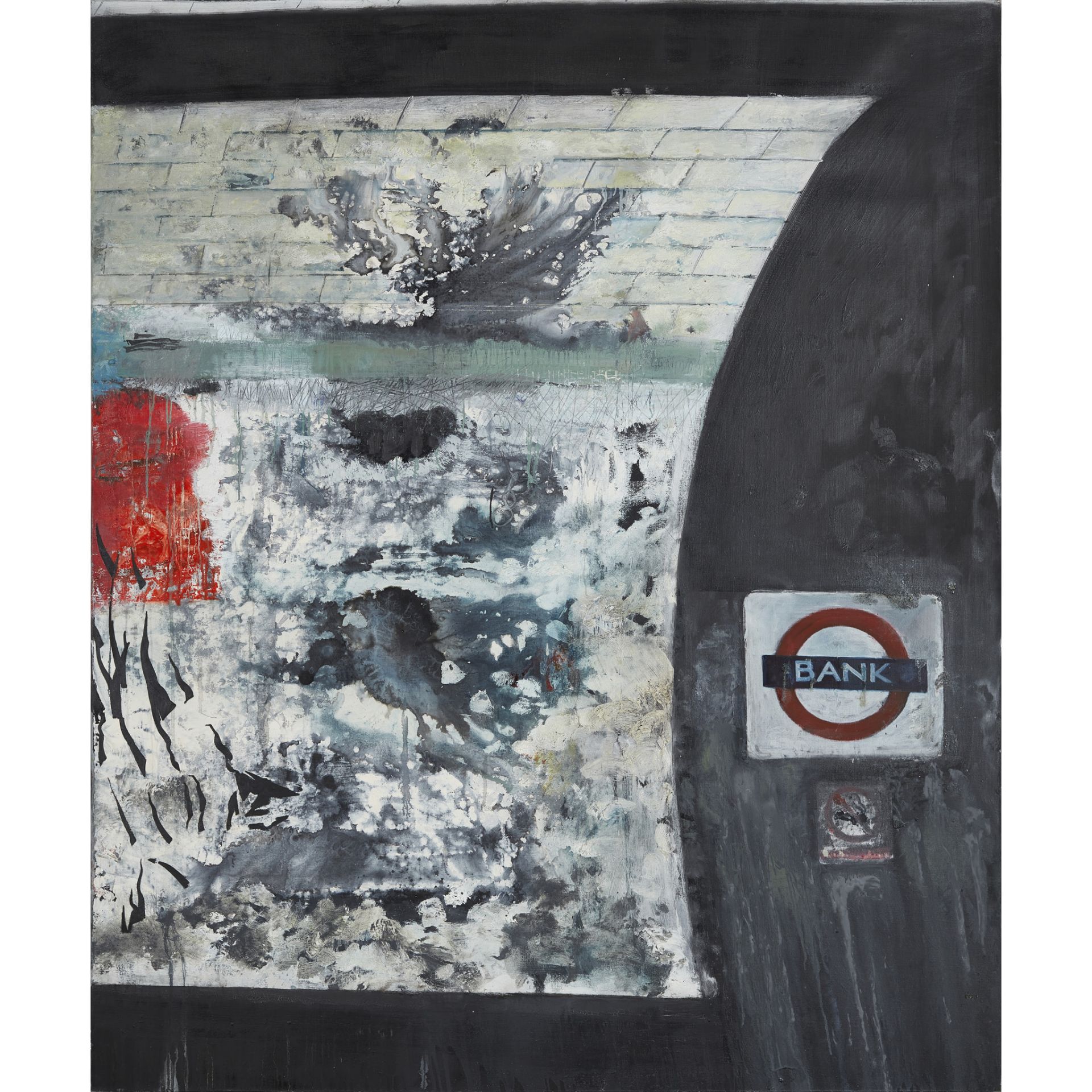 § JOCK MCFADYEN (SCOTTISH B.1950) BANK STATION (TRIPTYCH) - 1997 - Image 4 of 7