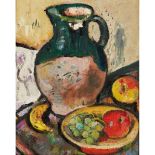 ◆ GEORGE LESLIE HUNTER (SCOTTISH 1877-1931) A STILL-LIFE OF FRUIT AND GREEN JUG