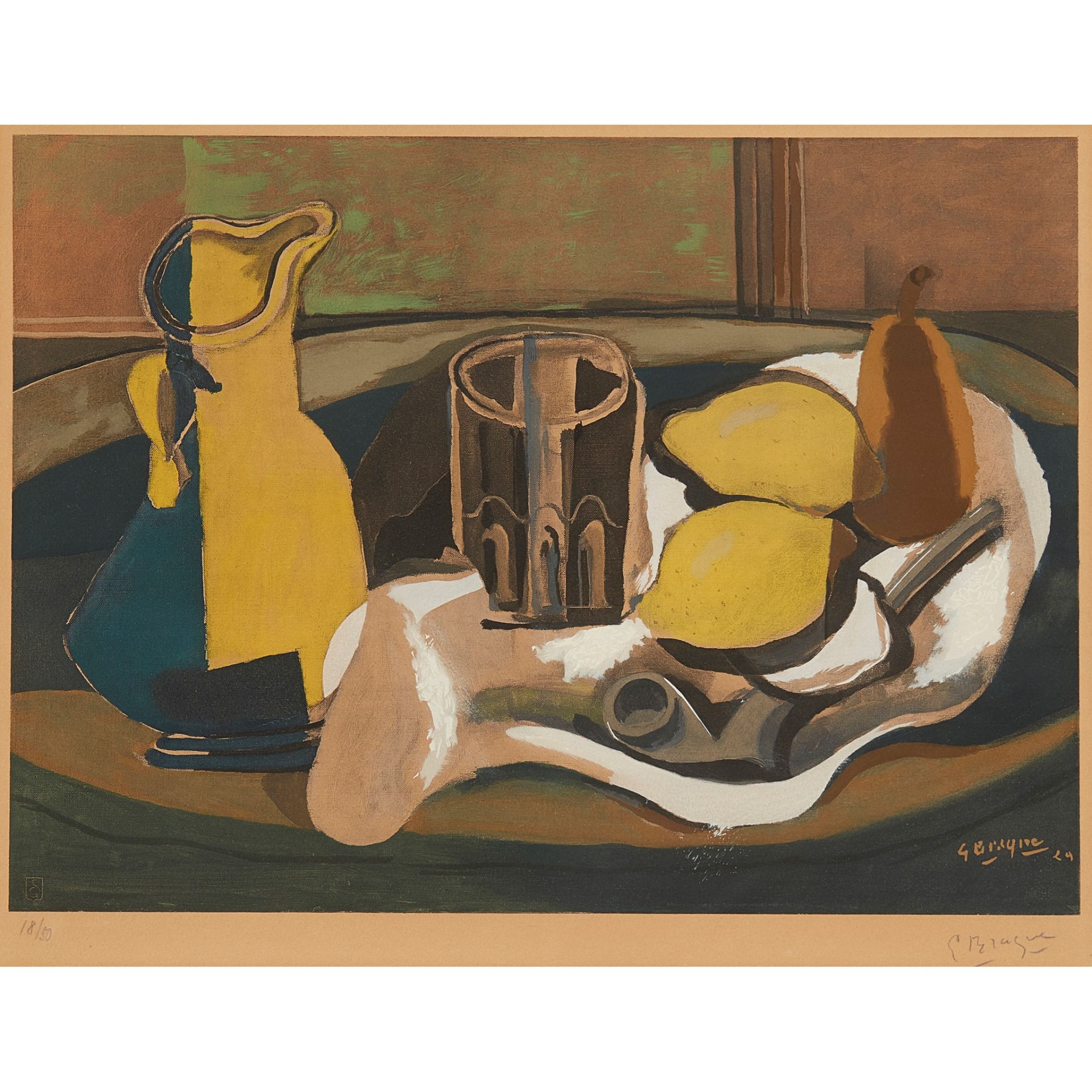 § GEORGES BRAQUE (FRENCH 1882-1963), AFTER STILL-LIFE WITH TWO LEMONS AND A PIPE