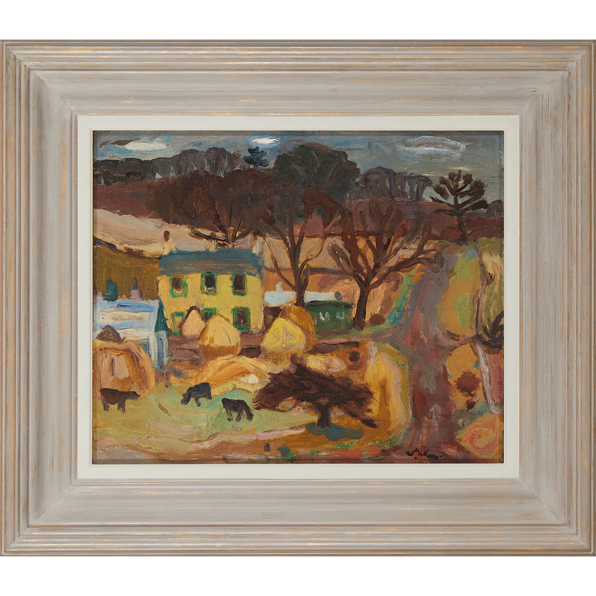 § SIR WILLIAM GEORGE GILLIES C.B.E., L.L.D., R.S.A., P.R.S.W., R.A. (SCOTTISH 1898-1973) FARM AT - Image 2 of 3