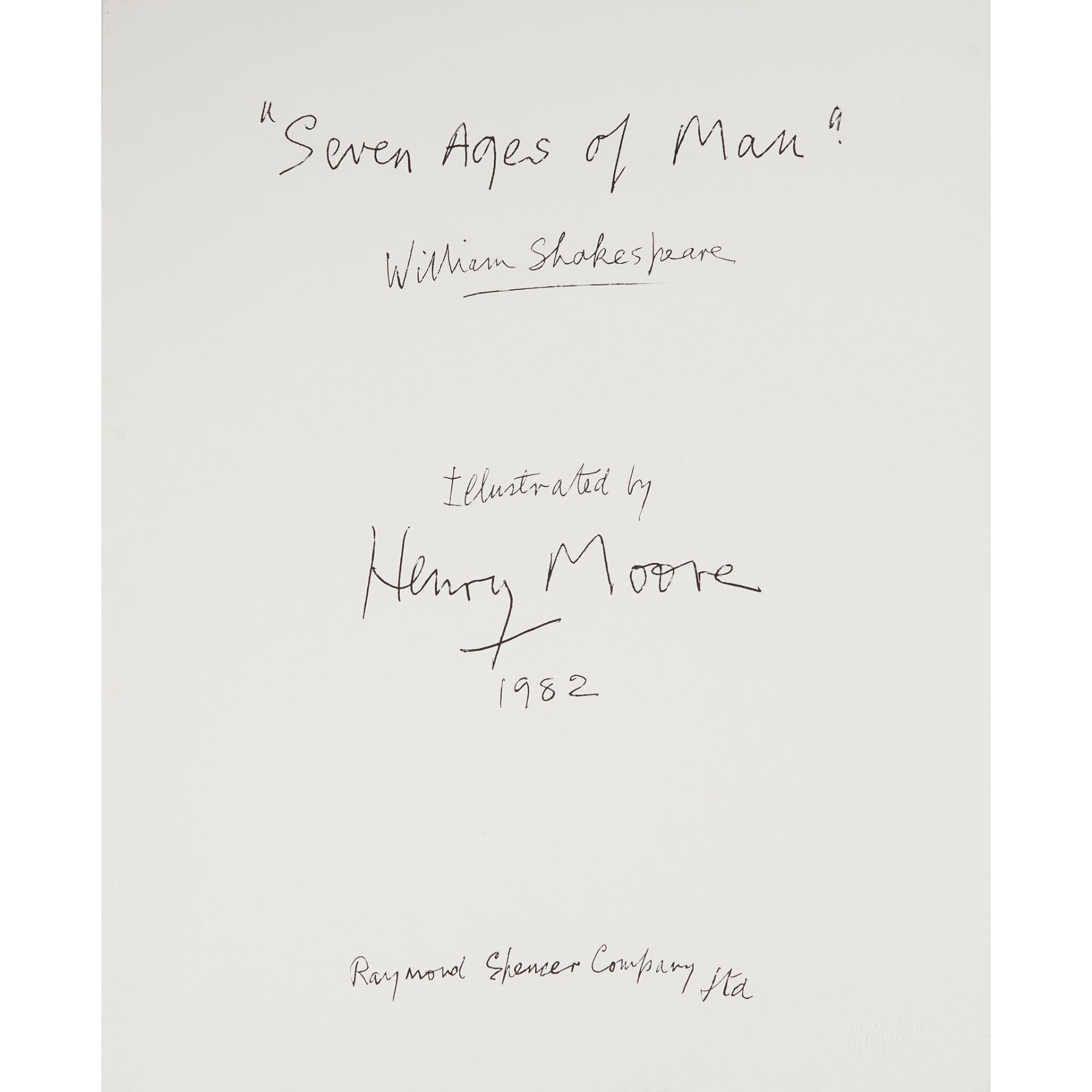 § HENRY MOORE O.M., C.H (BRITISH 1898-1986) SEVEN AGES OF MAN: TITLE PAGE, THE INFANT, QUOTATION - Image 2 of 3