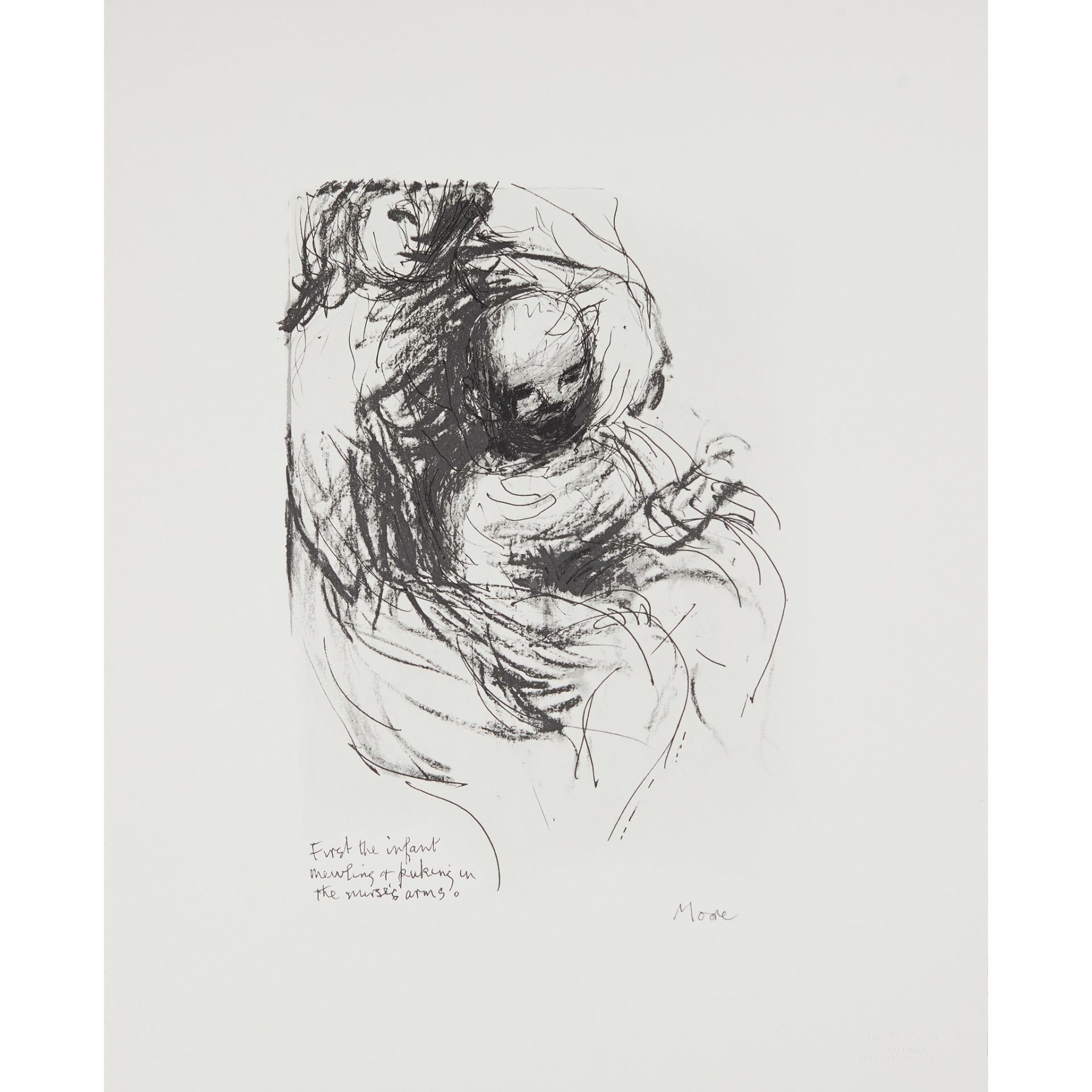 § HENRY MOORE O.M., C.H (BRITISH 1898-1986) SEVEN AGES OF MAN: TITLE PAGE, THE INFANT, QUOTATION - Image 3 of 3