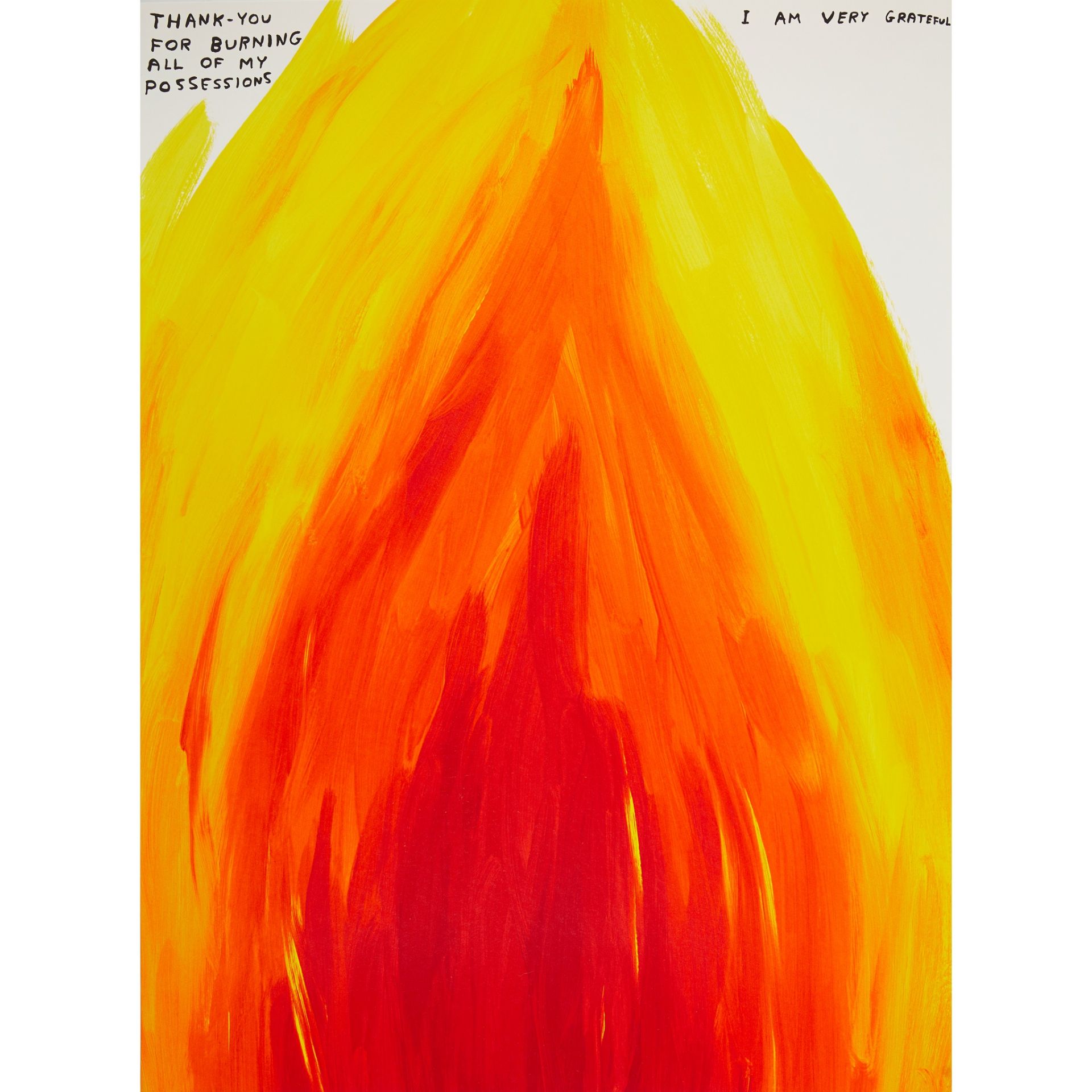 § DAVID SHRIGLEY O.B.E. (BRITISH B.1968) UNTITLED (THANK YOU FOR BURNING ALL MY POSSESSIONS) - 2019