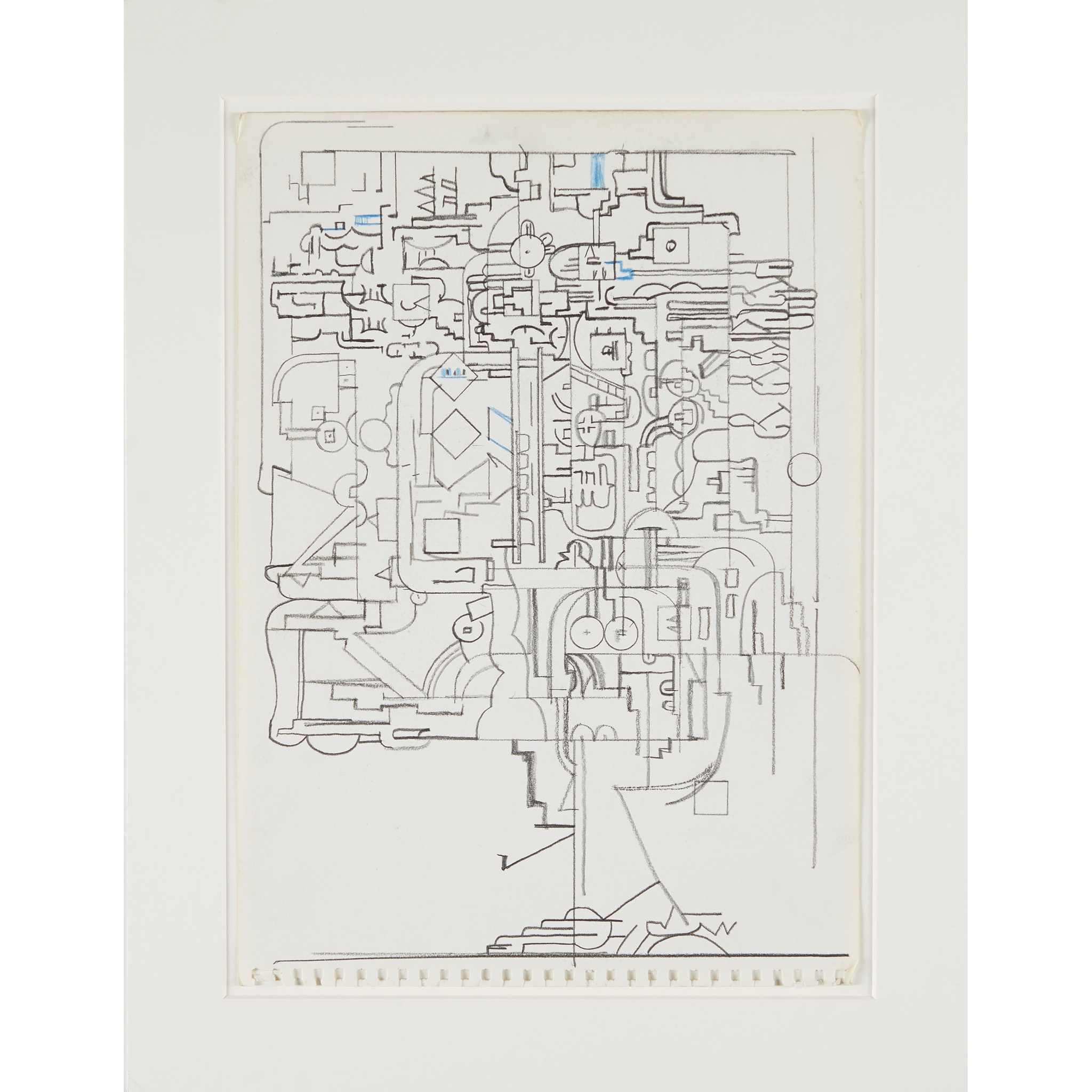 § EDUARDO PAOLOZZI K.B.E., R.A., H.R.S.A. (SCOTTISH 1924-2005) DRAWING WITH BLUE ELEMENTS - Image 2 of 2