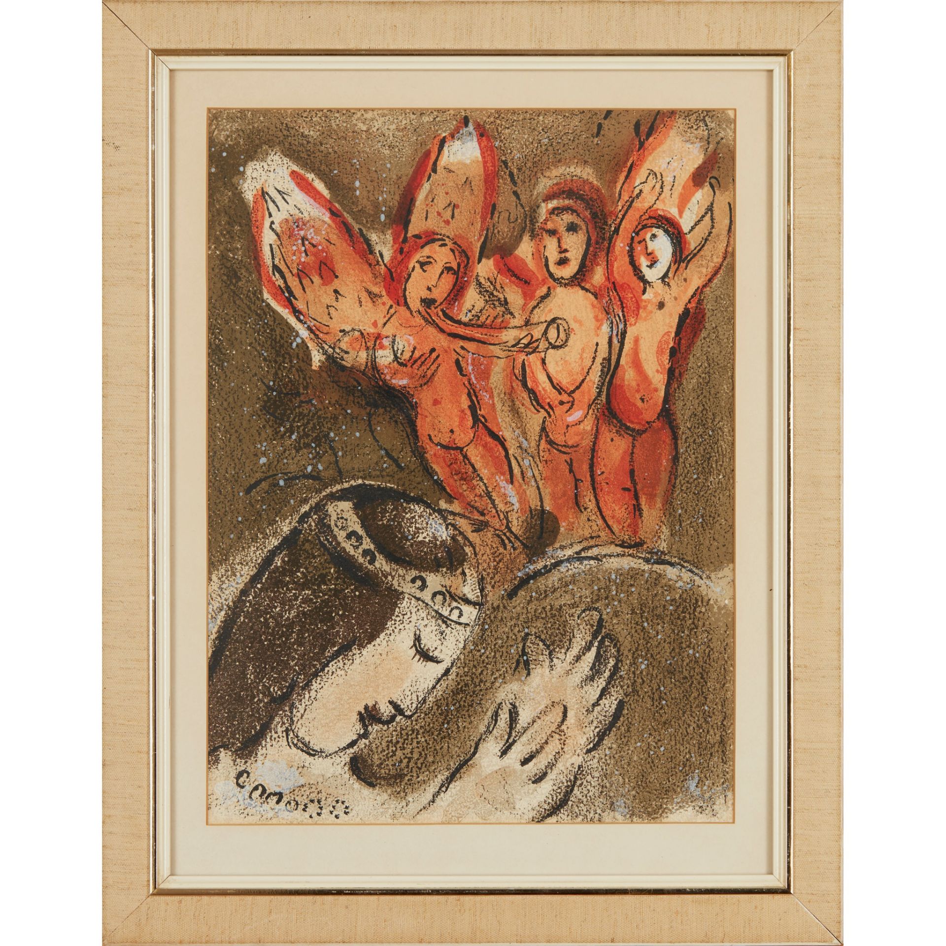 § MARC CHAGALL (RUSSIAN/FRENCH 1887-1985) SARAH AND THE THREE ANGELS - 'FROM 'DRAWINGS FOR THE - Image 2 of 3