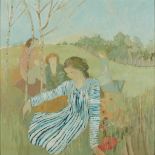 § BRENDA LENAGHAN R.S.W. (SCOTTISH 1941-2020) FIGURES IN A MEADOW