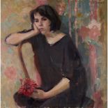 § KATHRYN KYNOCH R.G.I. (SCOTTISH b.1942-) YOUNG WOMAN WITH A FLOWER