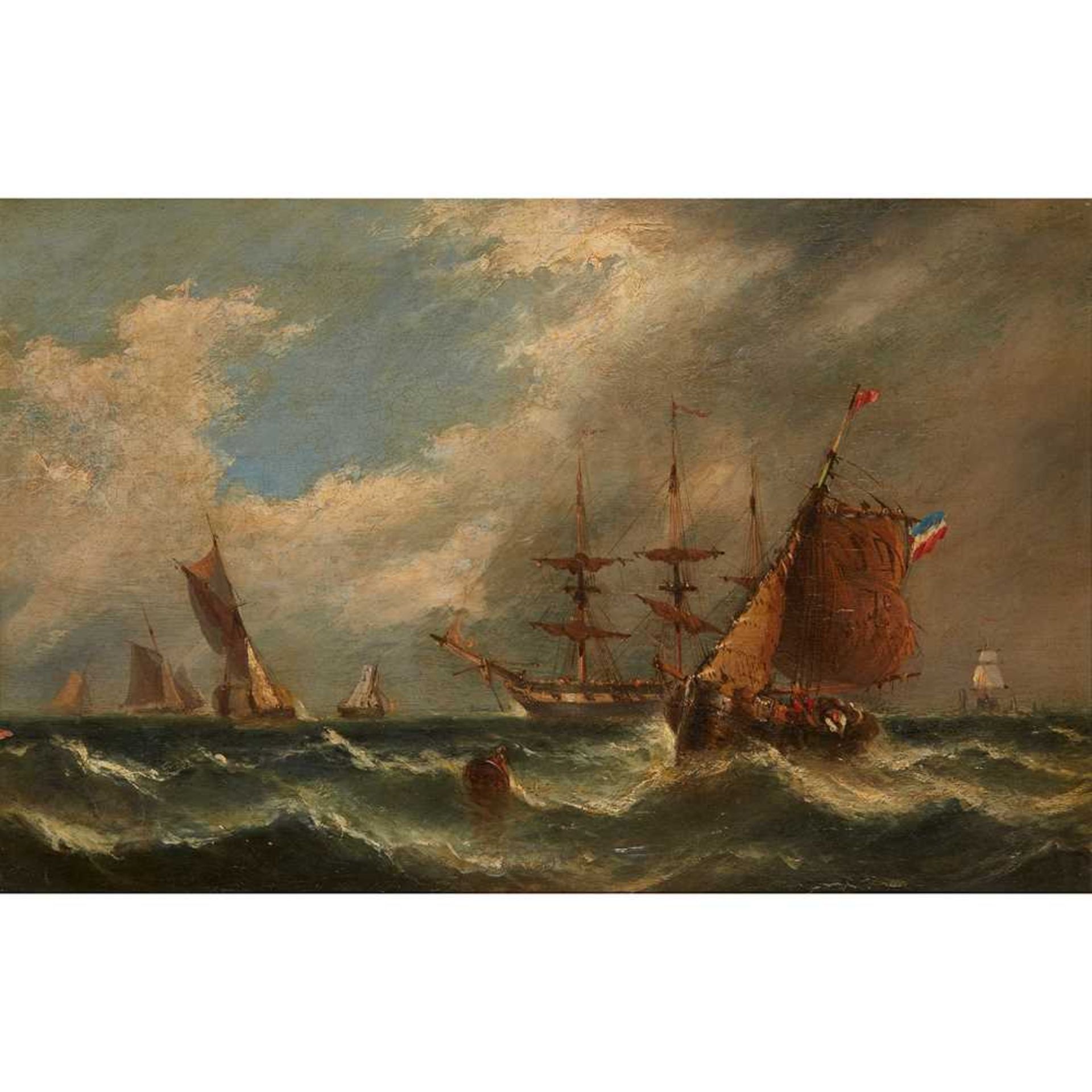 ATTRIBUTED TO WILLIAM ADOLPHUS KNELL SHIPPING OFF THE COAST IN CHOPPY SEAS - Image 2 of 6