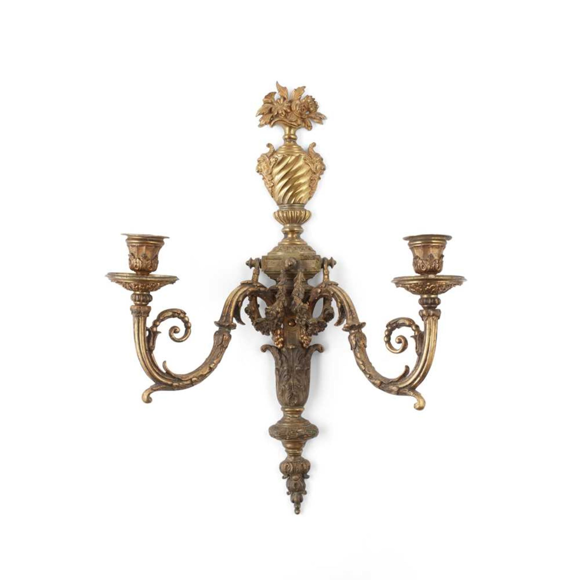 PAIR OF LOUIS XVI STYLE GILT BRONZE WALL SCONCES 19TH CENTURY - Image 3 of 3