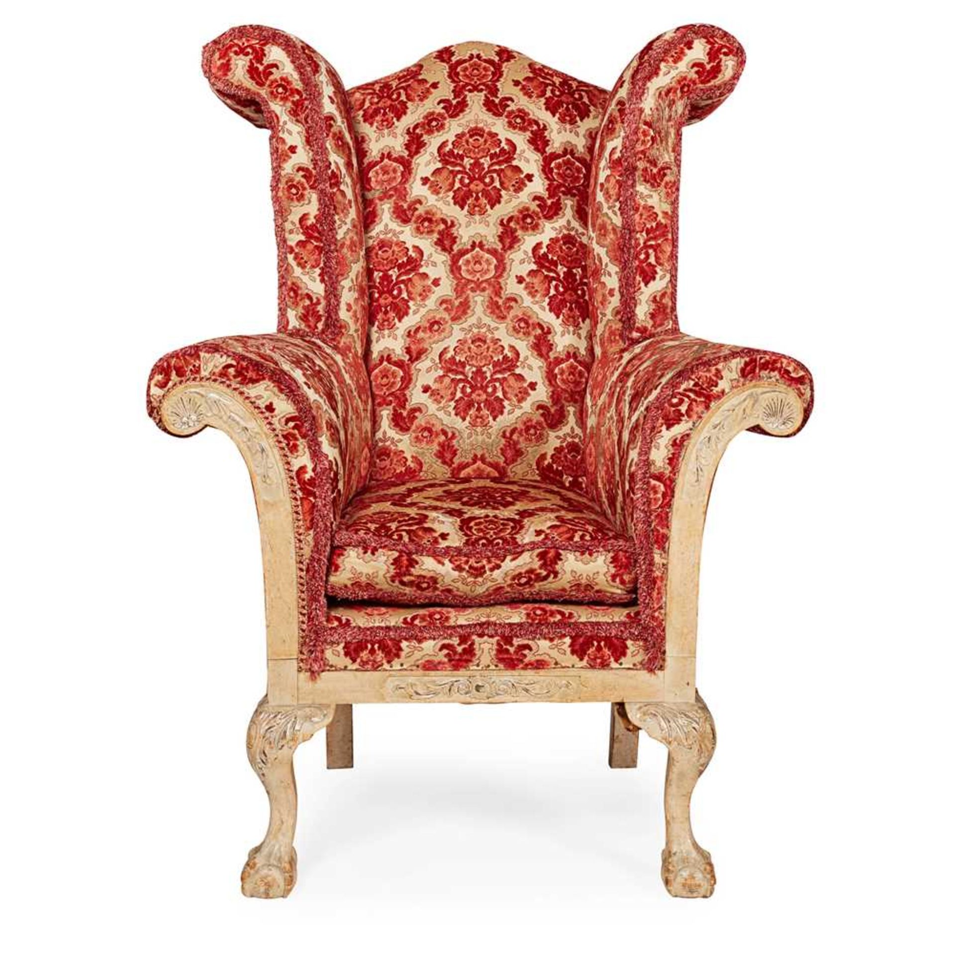 GEORGE I STYLE WING ARMCHAIR LATE 19TH CENTURY