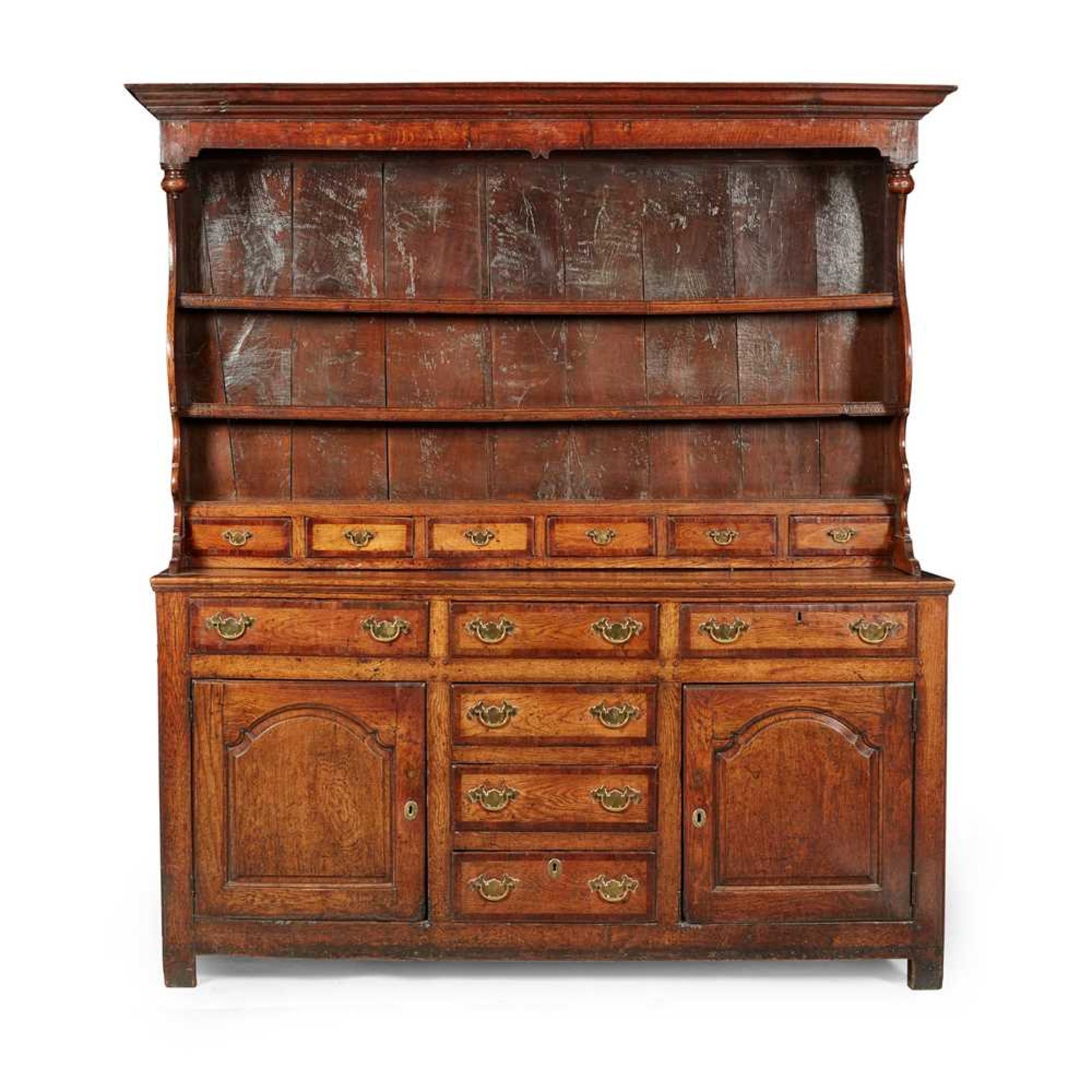 GEORGIAN OAK AND WALNUT DRESSER 18TH CENTURY