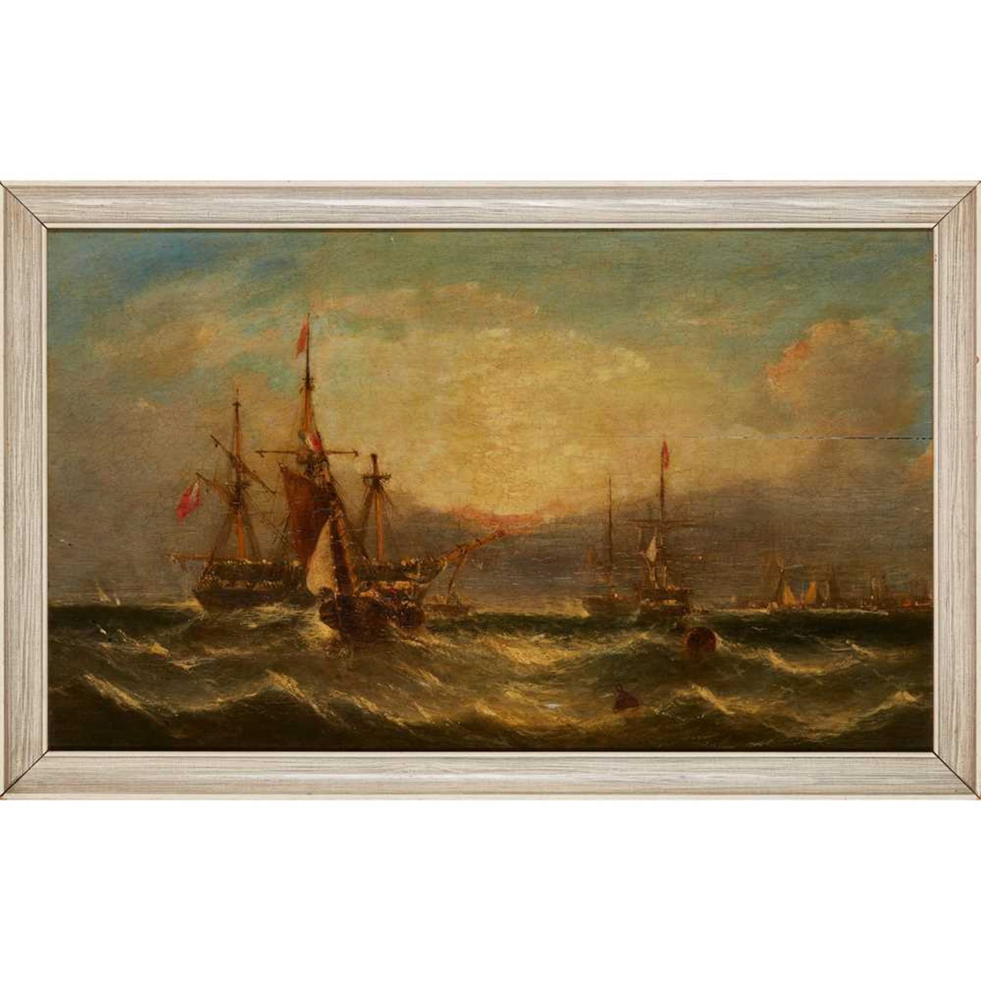 ATTRIBUTED TO WILLIAM ADOLPHUS KNELL SHIPPING OFF THE COAST IN CHOPPY SEAS - Image 3 of 6