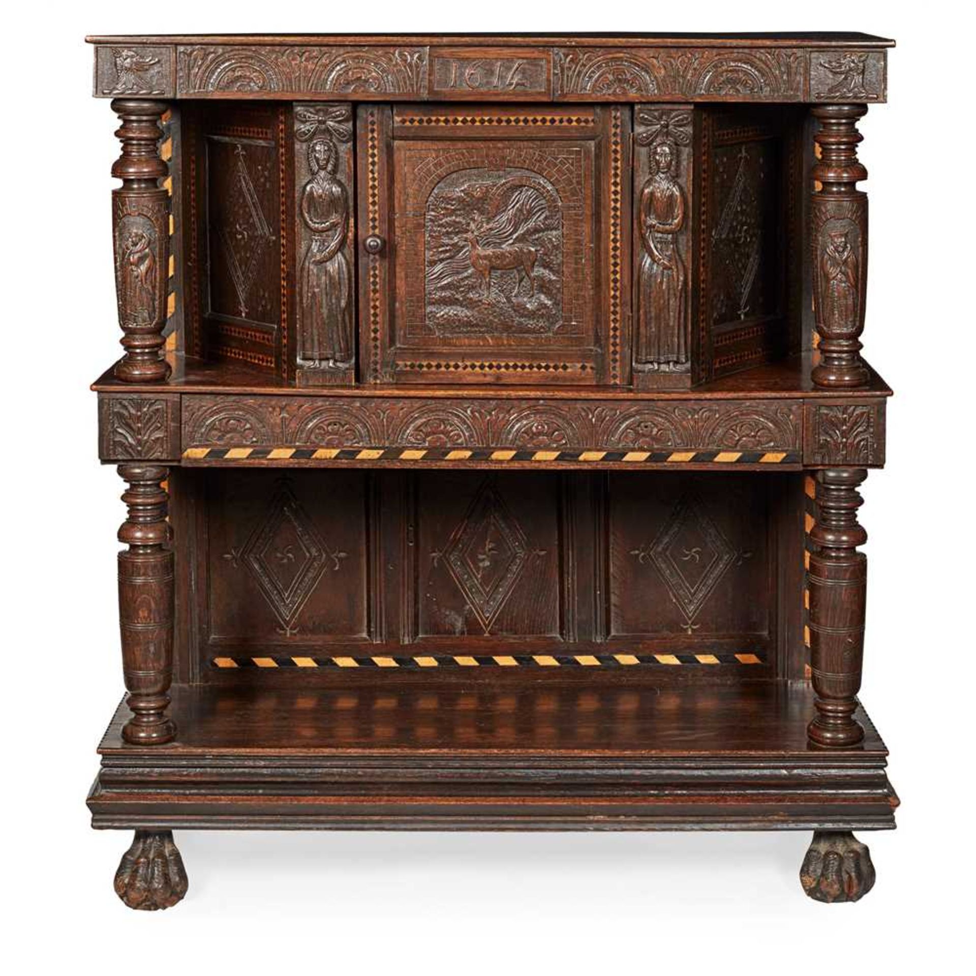 OAK PRESS CUPBOARD EARLY 17TH CENTURY AND LATER