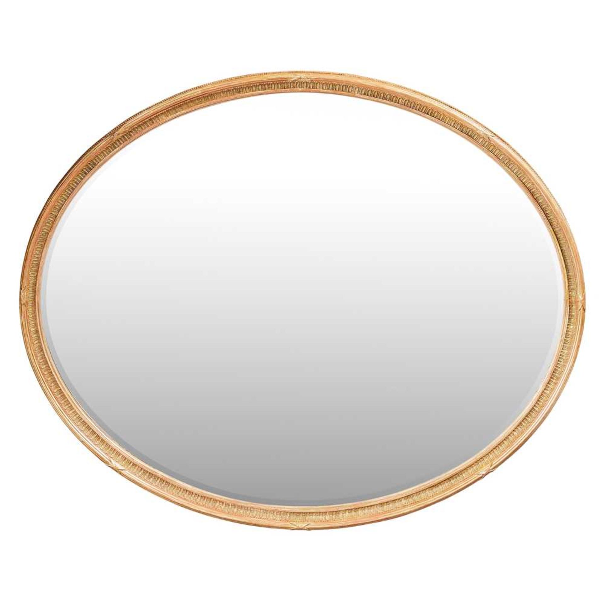 LARGE OVAL GILTWOOD MIRROR 19TH CENTURY