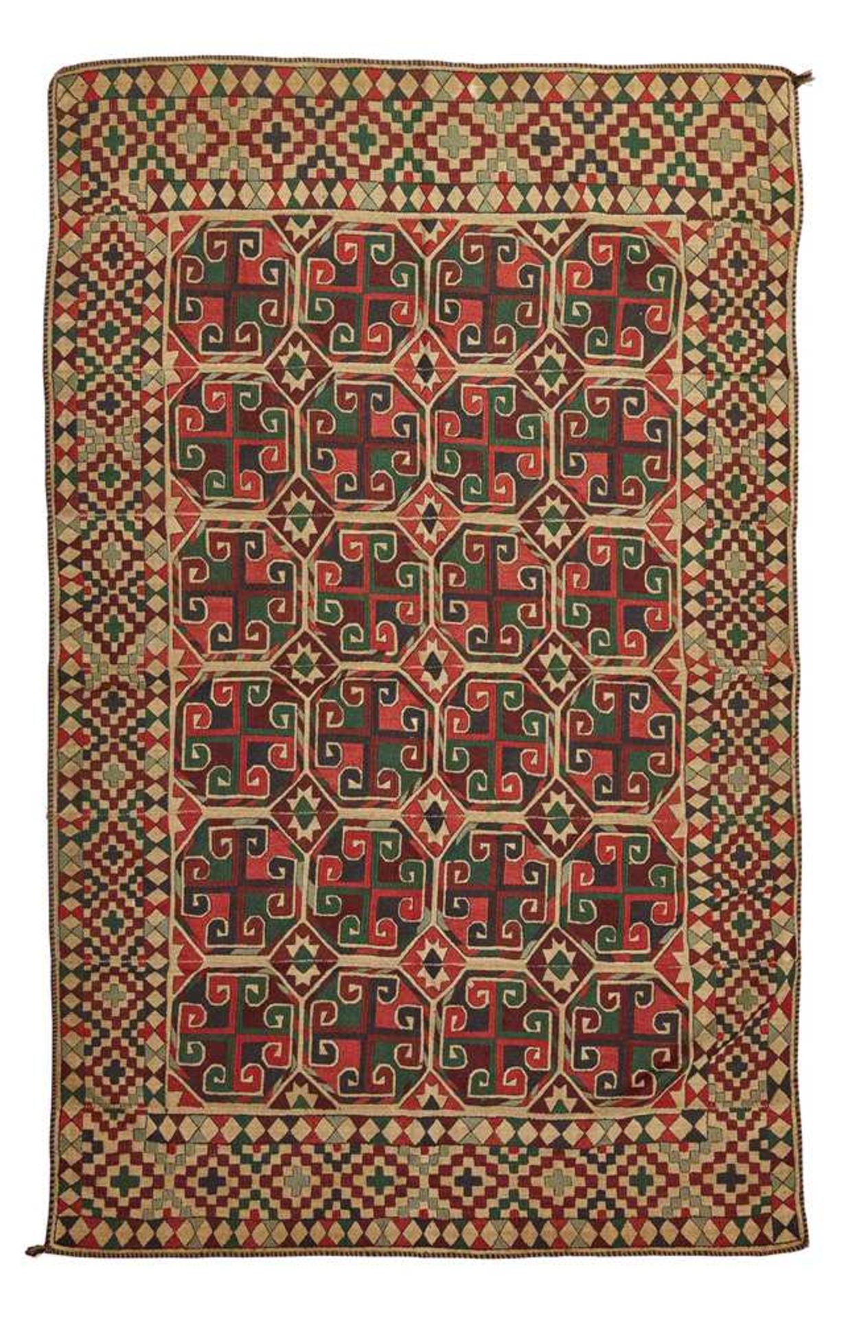 LAKAI FLATWEAVE CARPET UZBEKISTAN, MID 20TH CENTURY