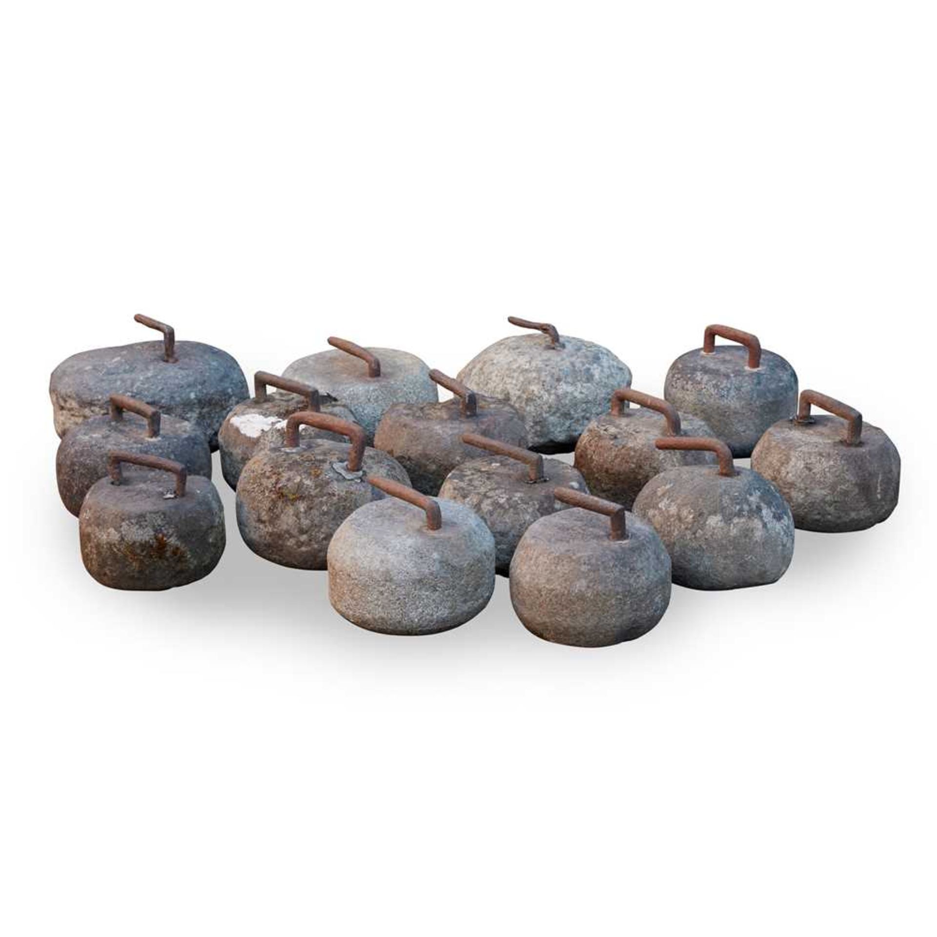 COLLECTION OF FIFTEEN EARLY CURLING STONES 18TH AND EARLY 19TH CENTURY