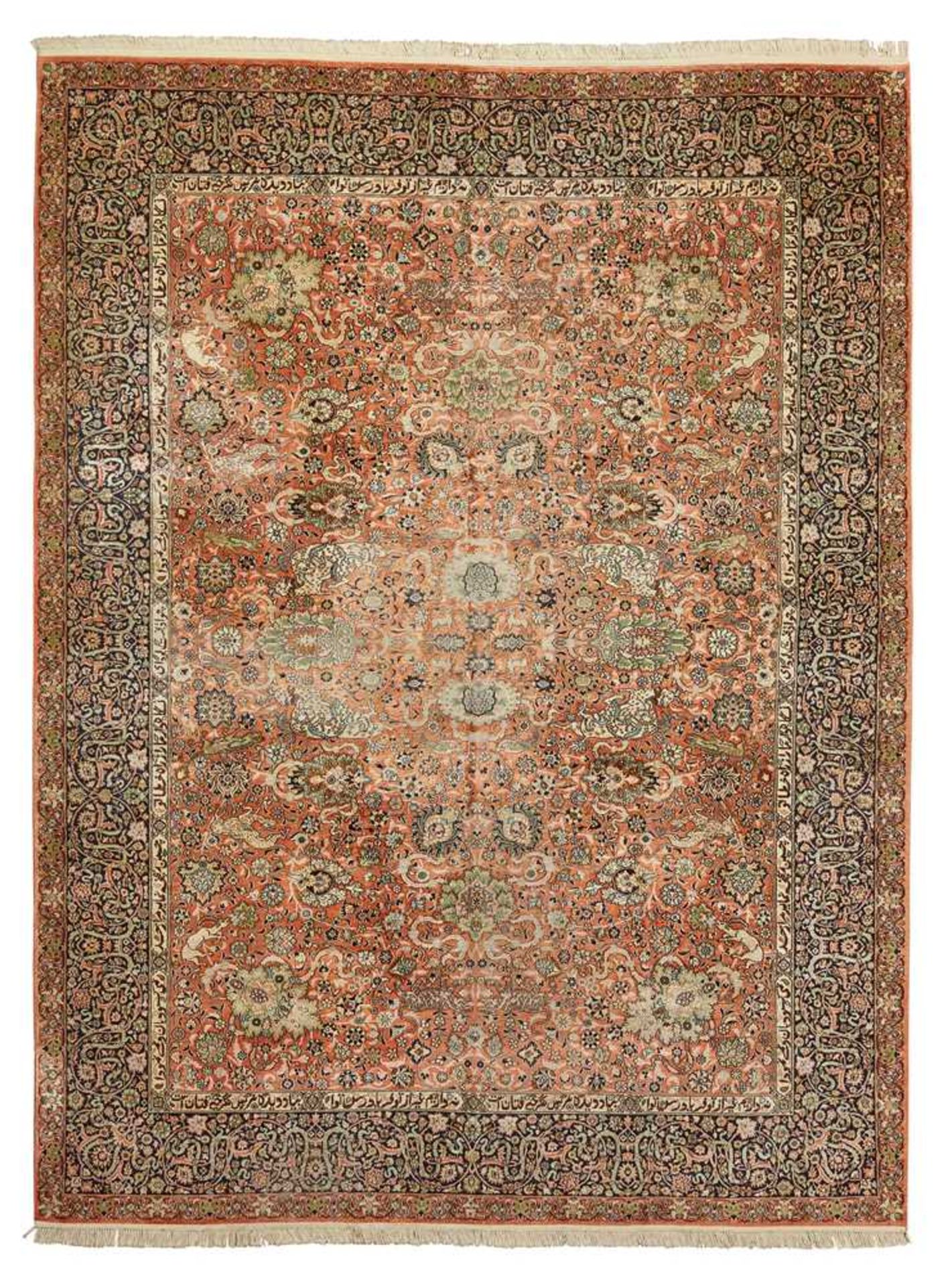 PERSIAN STYLE SILK 'HUNTING' CARPET MODERN