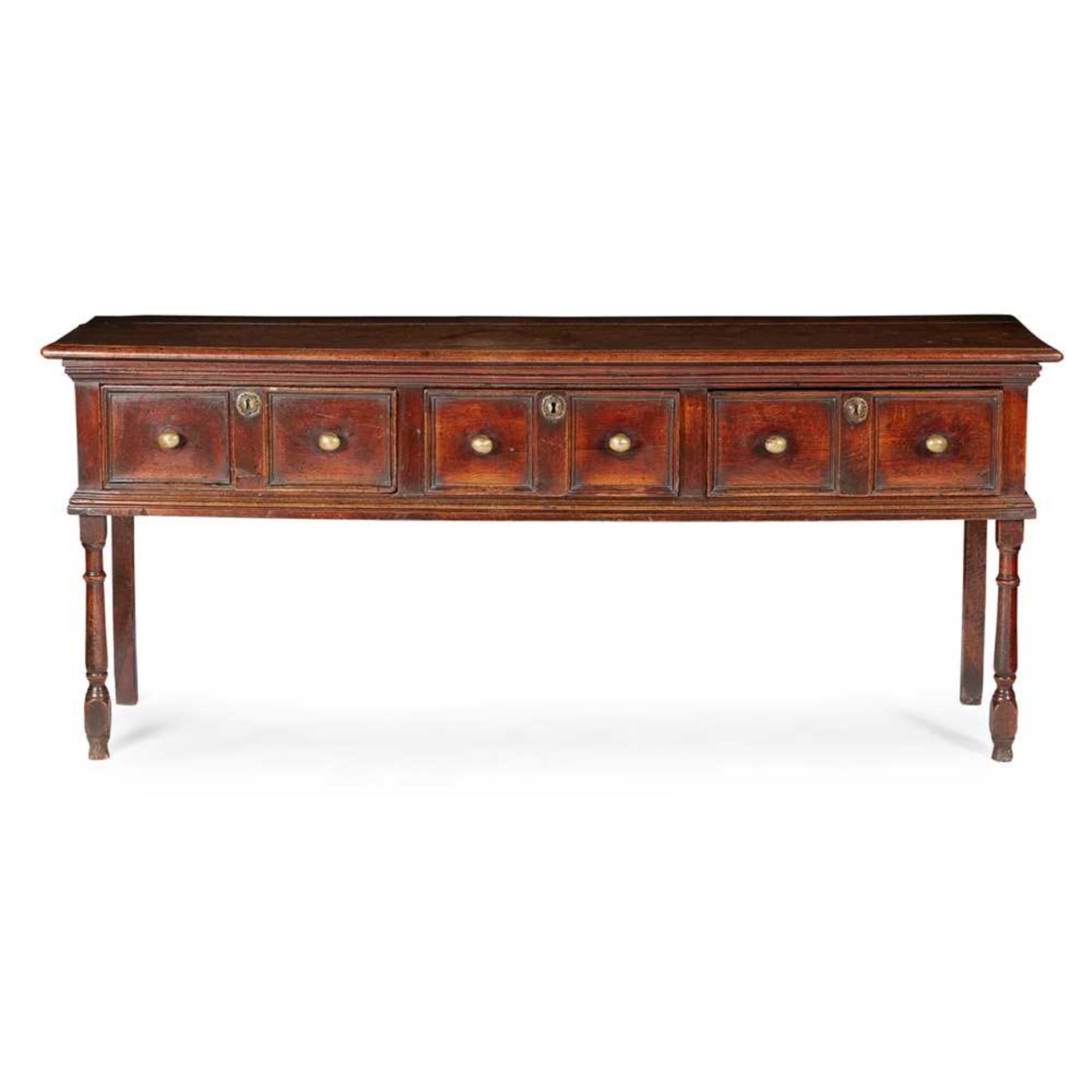 WILLIAM AND MARY OAK DRESSER BASE LATE 17TH CENTURY/ EARLY 18TH CENTURY