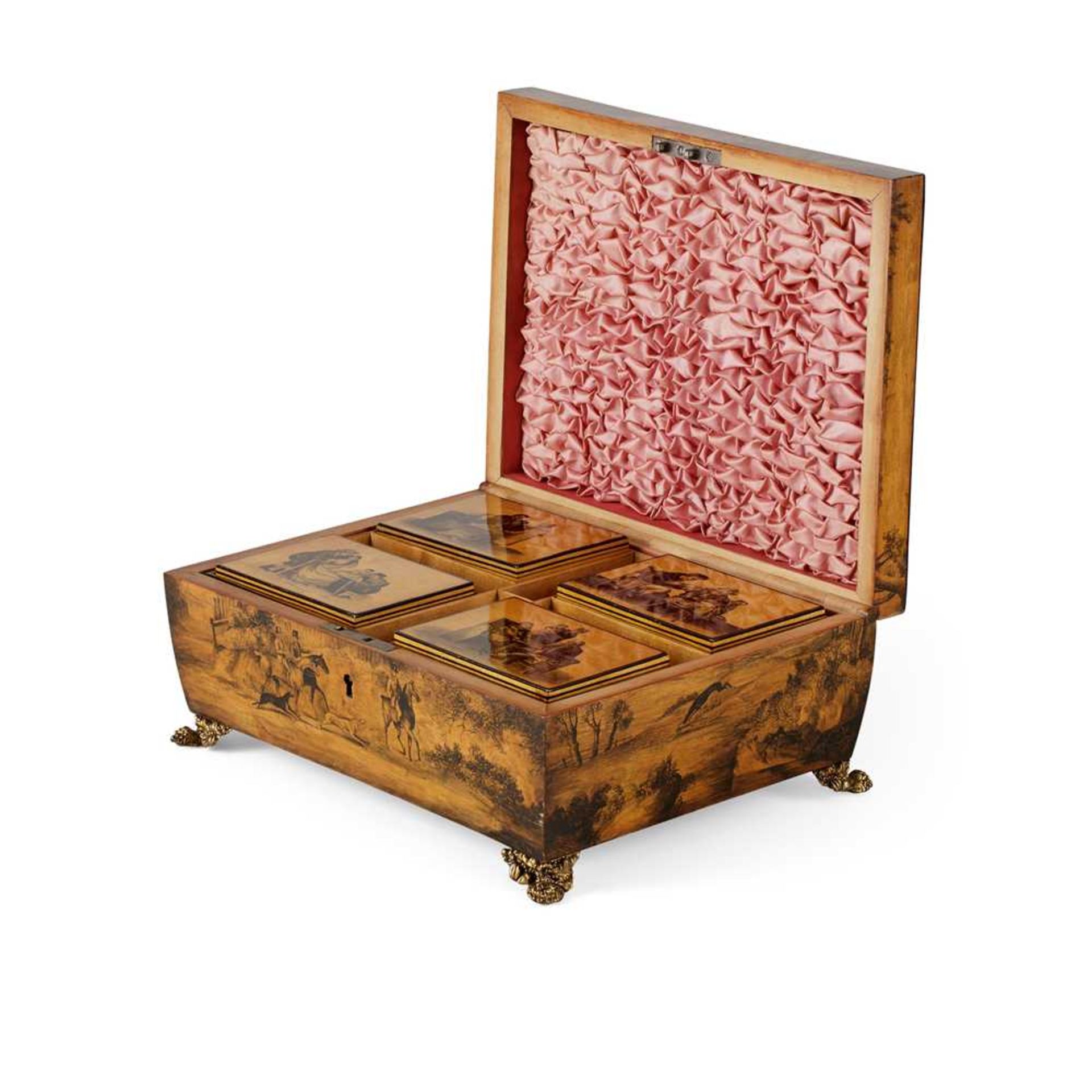 SCOTTISH PENWORK GAMES BOX, DECORATED WITH SCENES AFTER DAVID WILKIE EARLY 19TH CENTURY - Image 2 of 2