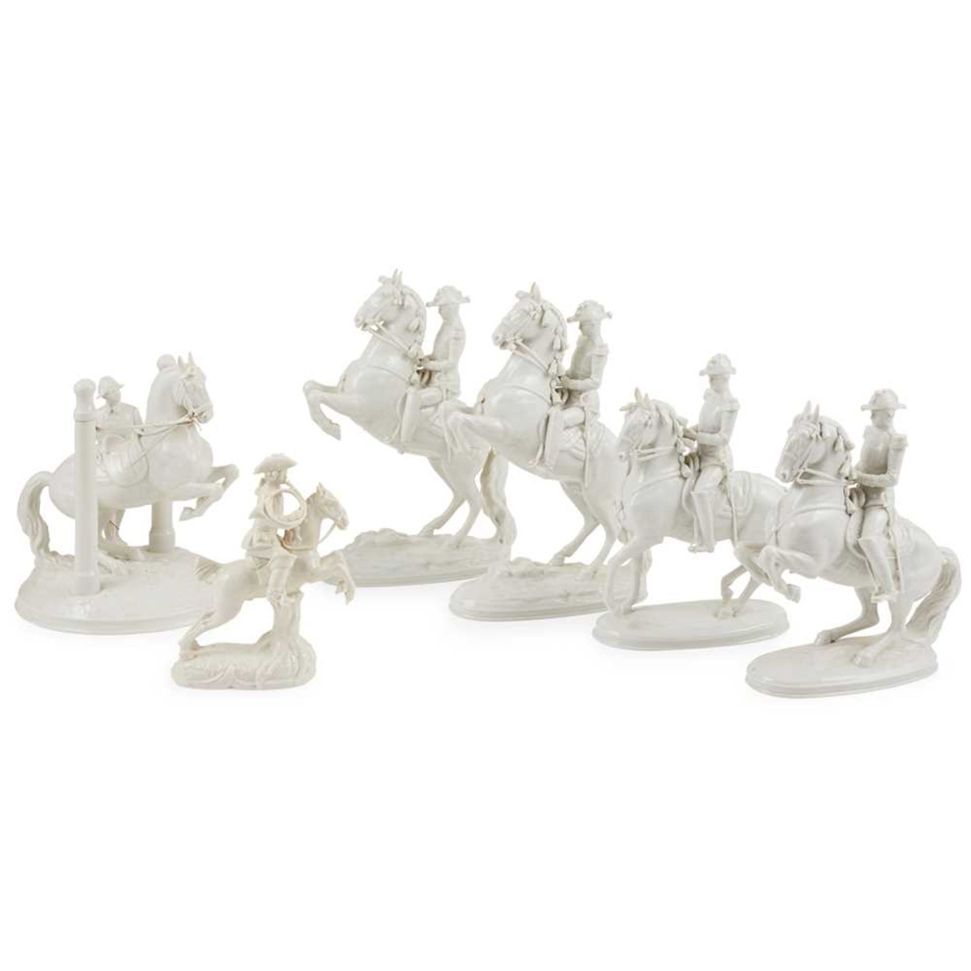 FIVE VIENNA PORCELAIN SPANISH RIDING SCHOOL FIGURES 20TH CENTURY