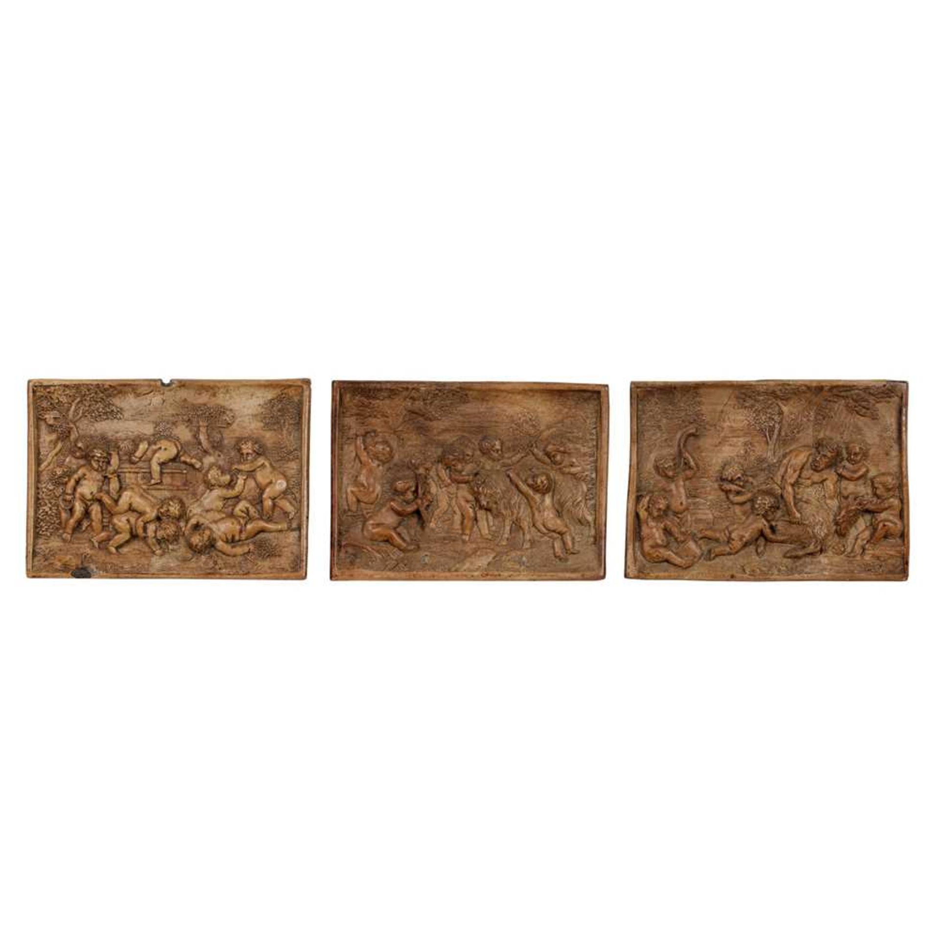 THREE TERRACOTTA RELIEF PLAQUES, AFTER FRANCIS DUQUESNOY 19TH CENTURY