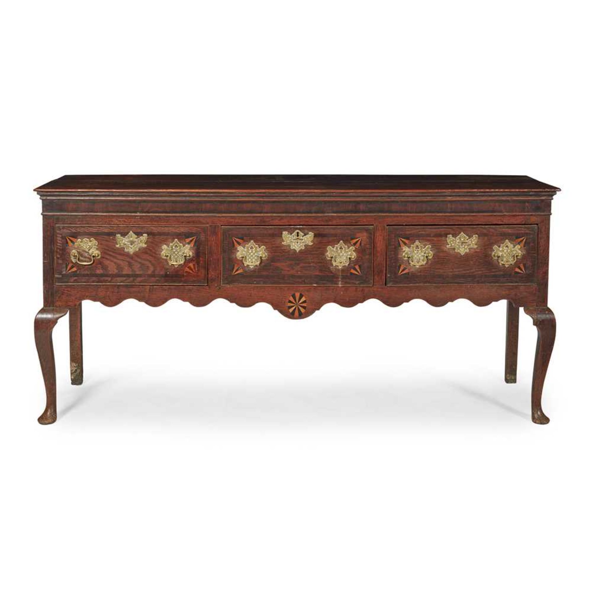 GEORGE III OAK INLAID DRESSER BASE 18TH CENTURY