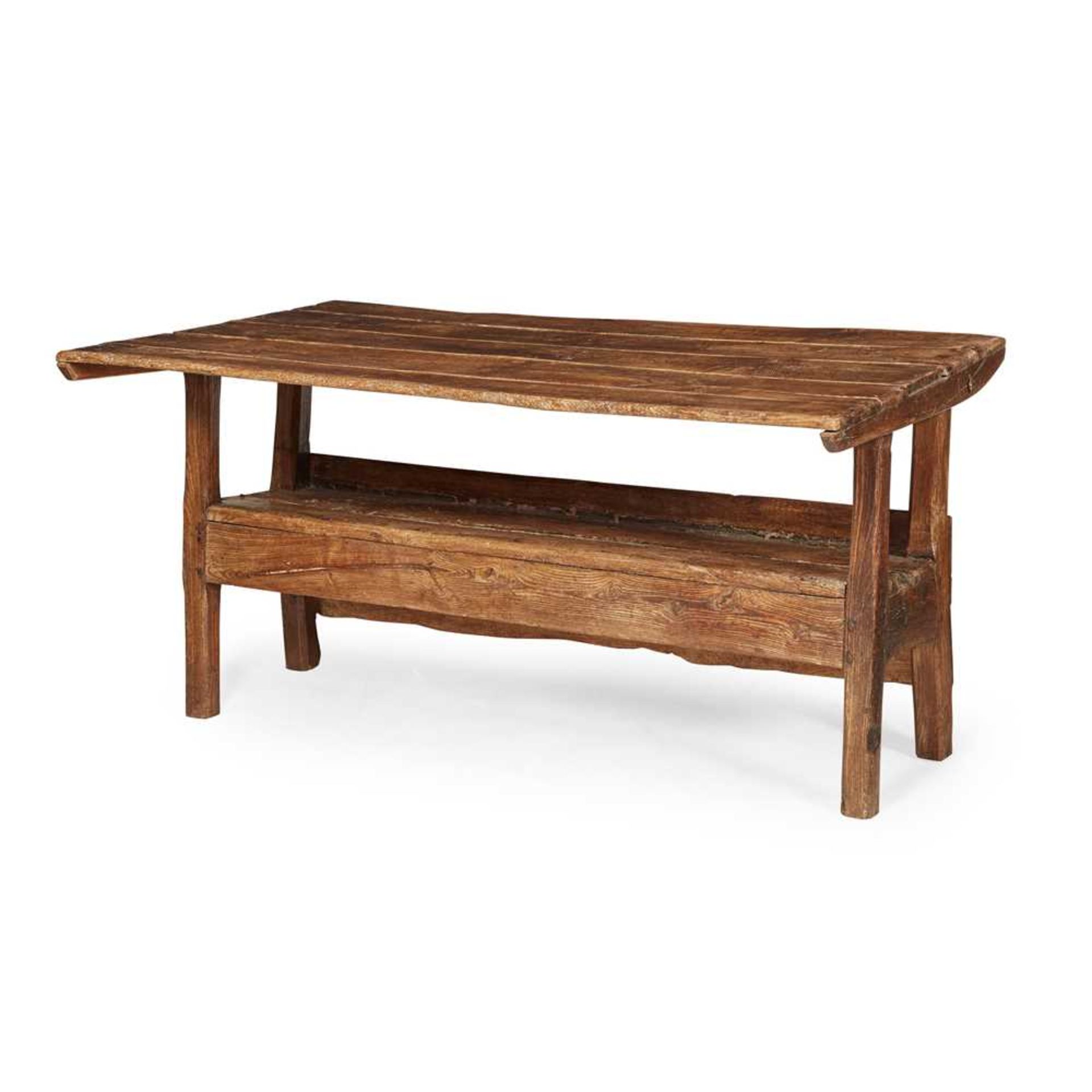 GEORGIAN PROVINCIAL ELM MONK'S BENCH 18TH CENTURY - Image 2 of 2