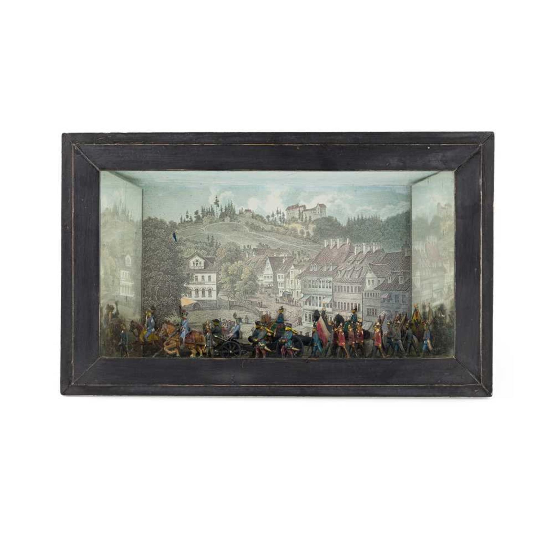 GERMAN MILITARY SHADOWBOX DIORAMA LATE 19TH CENTURY