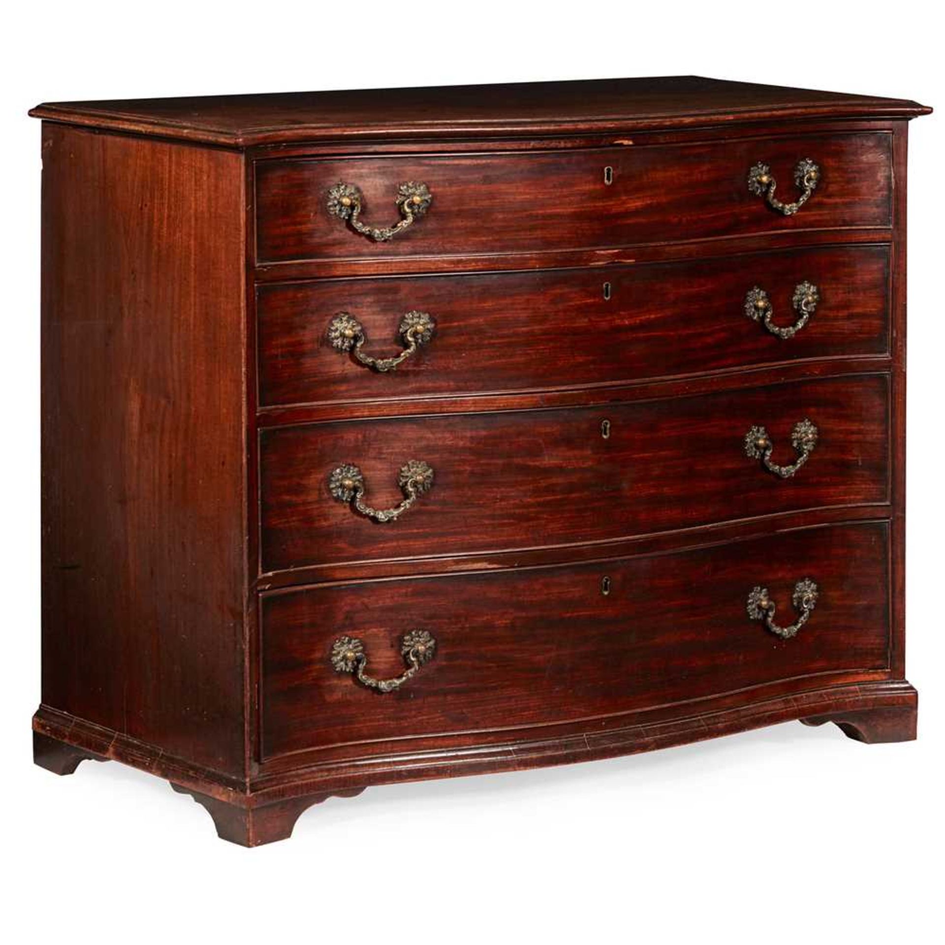 GEORGE III MAHOGANY SERPENTINE CHEST OF DRAWERS 18TH CENTURY - Image 2 of 2