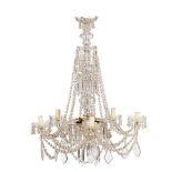 GEORGIAN STYLE CUT GLASS FIVE LIGHT CHANDELIER EARLY 20TH CENTURY